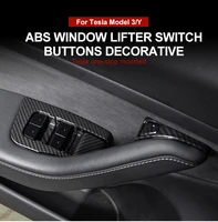 window lifter switch buttons for tesla model 3 y cover trim frame sticker carbon fiber abs car interior accessories 2017 2022