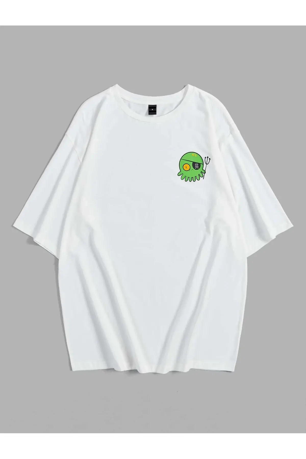 

Оригинальная белая футболка Осьминог в стиле оверсайз