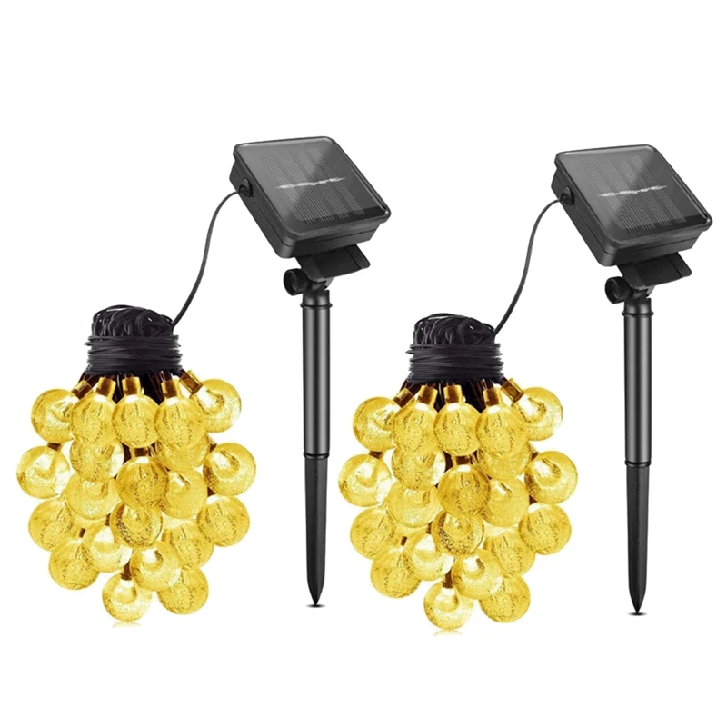 

2-Pack 100 LED Crystal Solar Lights Outdoor Decorative, Solar Powered Patio Lights For Garden Yard Party (Warm White)