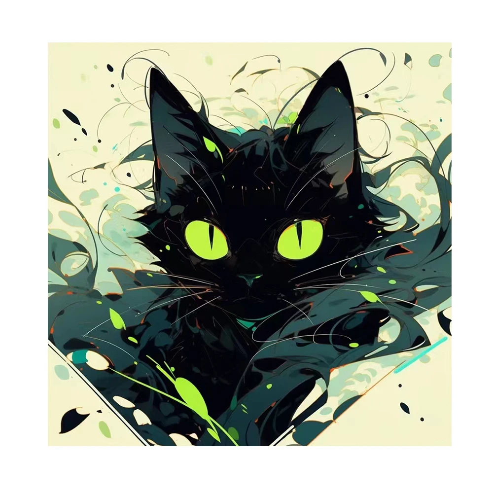 

HOMHOL Diamond painted cat DIY handmade full square diamond circular diamond mosaic home decoration