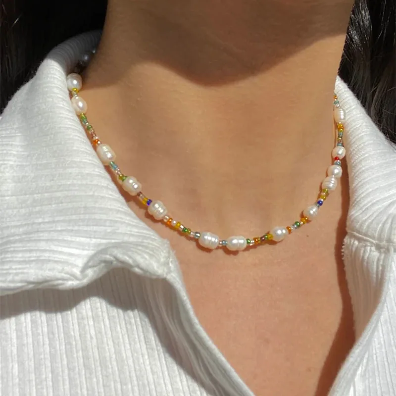 

Ожерелье из жемчуга с бусинами, ожерелье из пресноводного жемчуга, чокер из жемчуга, женское ювелирное изделие 2021