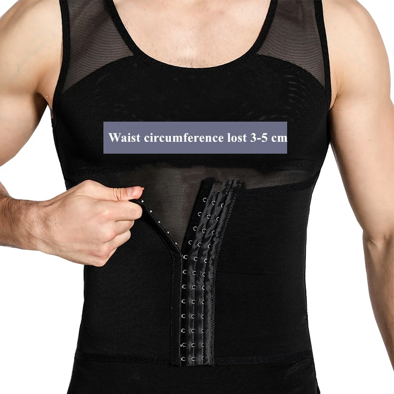 HaleyChan Mens Compression Shirt Slimming Body Shaper Vest Sleeveless Undershirt Tank Top Tummy Control Shapewear for Men Corset