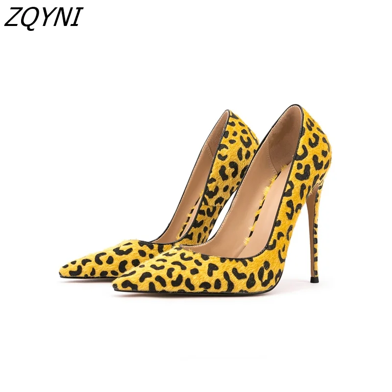 

Women's high heels brand Sexy Leopard Print 6.5 cm 8 cm 10 cm 12 cm narrow pointed wedding show 34-45
