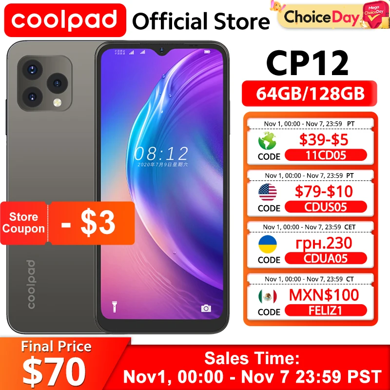 Смартфон Coolpad CP12 4/64ГБ 4/128ГБ