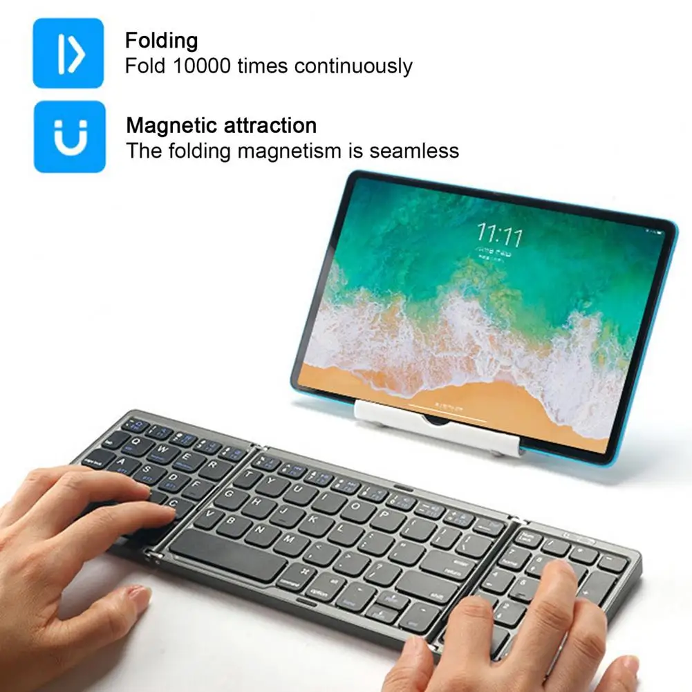 

Folding Keyboard Convenient Magnetic Sensitive Wide Compatibility Mini Travel Keyboard