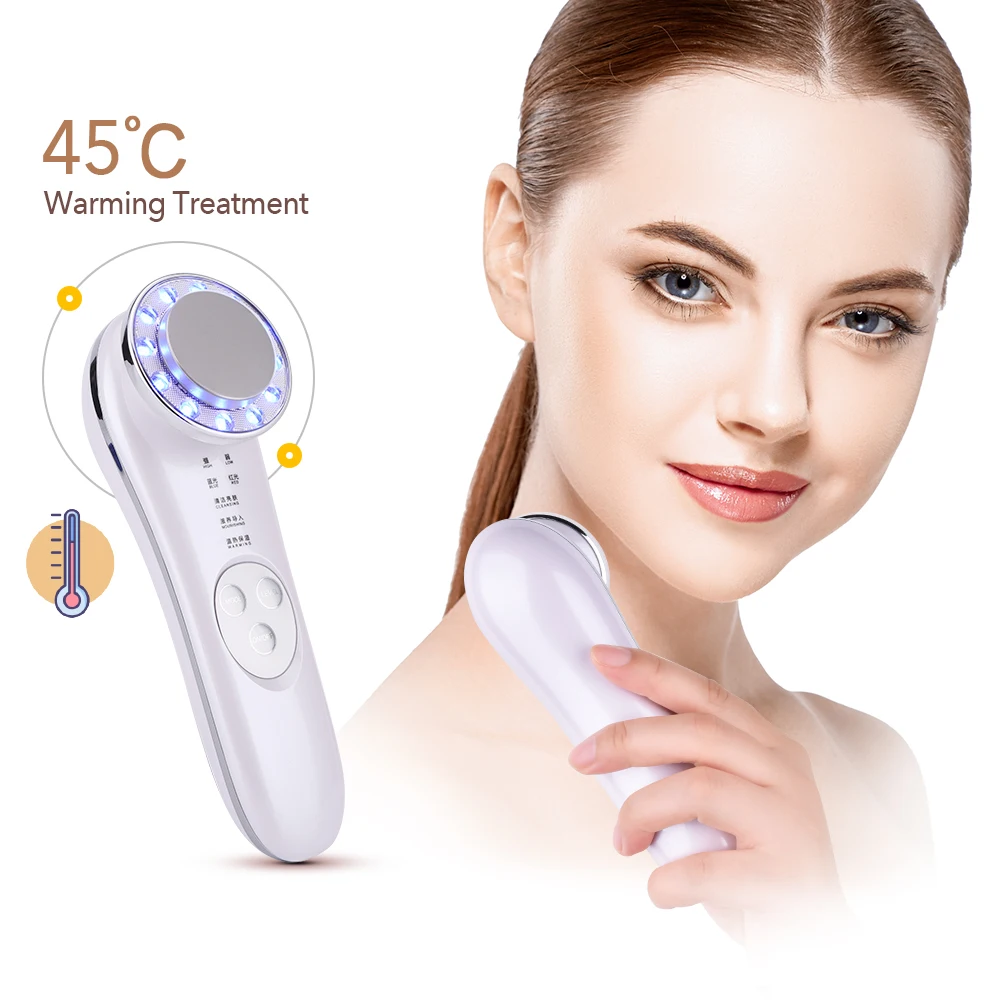 

Red Blue Light Photon Face Beauty Machine Cold Hammer Heating Wrinkle Removal Skin Tightening Device Shrink Pores Anti Acne Care
