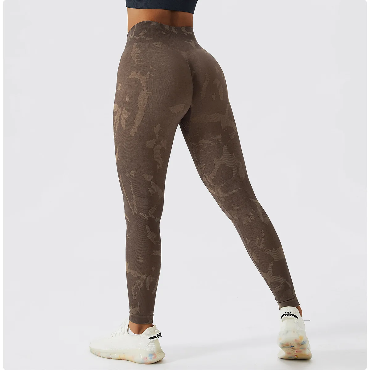 Camouflage High Waist Seamless Peach Buttocks Quick-Drying Running Sports Yoga Pants Women's Leggings