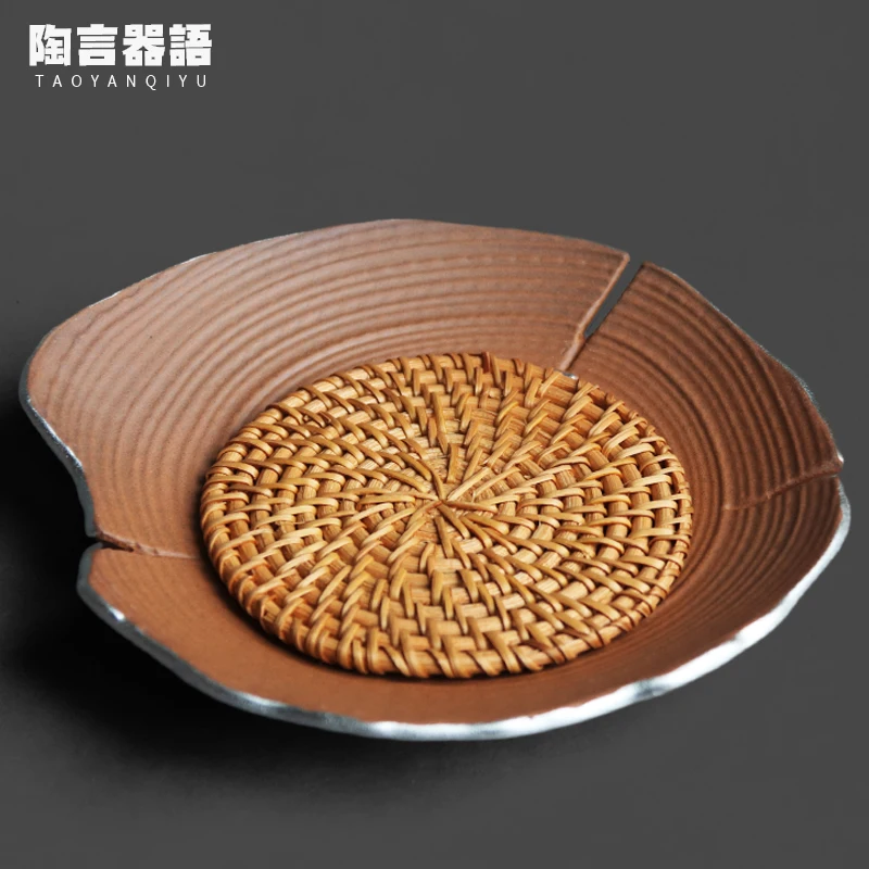 

Rock mine clay debris modeling raised zisha pot tray with rattan cushion bubble teapot special base carrying tray