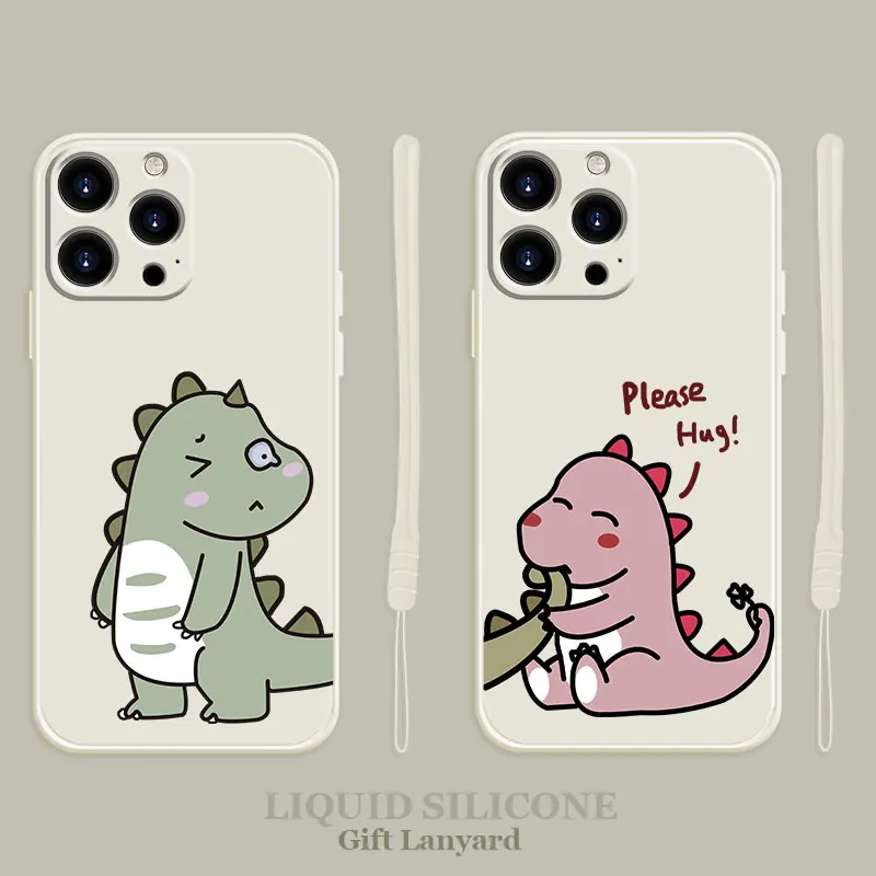 

Liquid Soft Case For Apple iPhone 14 13 Pro 11 12 6 6S 7 8 Plus X XR XS Max Silicon Phone Cover Little Dinosaur