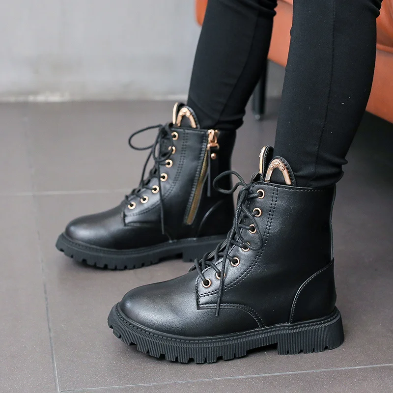 Зимние модные детские ботинки BCEBYL из искусственной кожи до щиколотки с