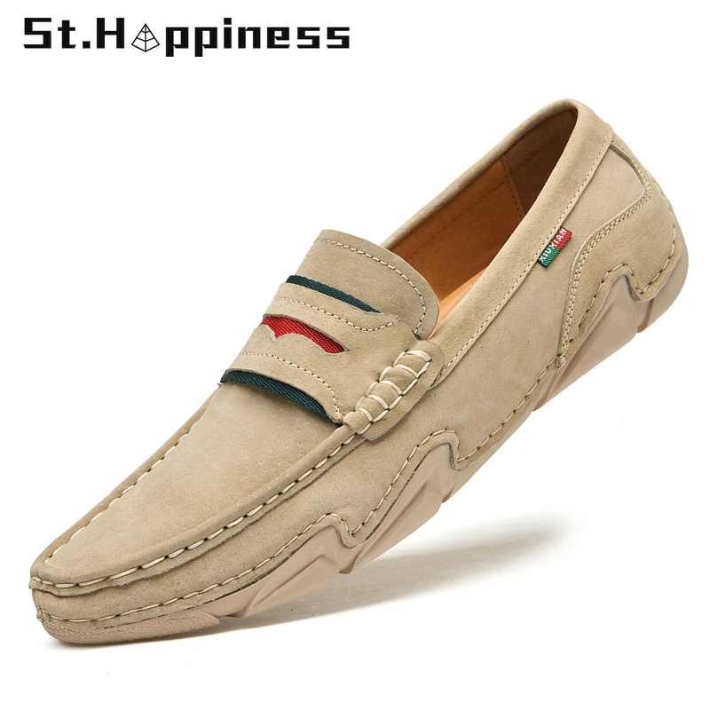 

Новинка 2022 года; Брендовая мужская обувь; Уличная замшевая Мягкая Повседневная обувь на плоской подошве; Лоферы; Мокасины; Роскошные Кожаны...