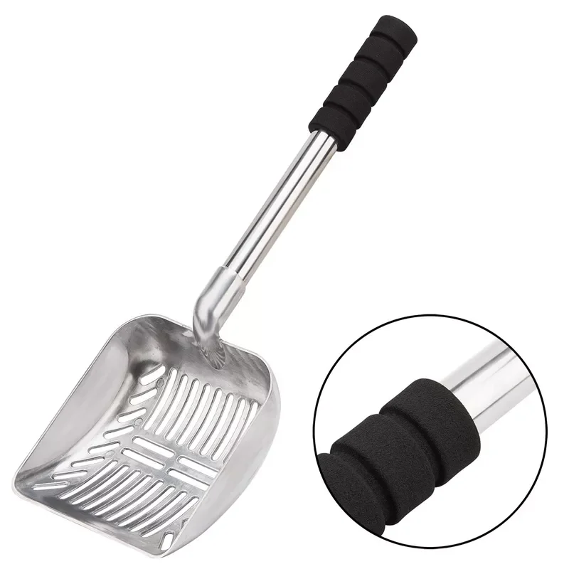 

2023New Metal Cat Litter Scoop With Deep Shovel And Long Handle Detachable Stainless Steel Non-Stick Cat Litter Sifter With Foam