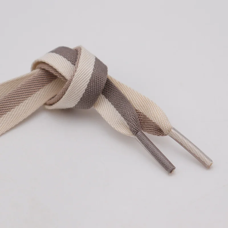 60-180cm Gentle Double Colors Shoelaces Beige Brown 1.2CM  Flat Shape Shoelaces Suit For Straw Cap For Designer Shoes AF1 BEE