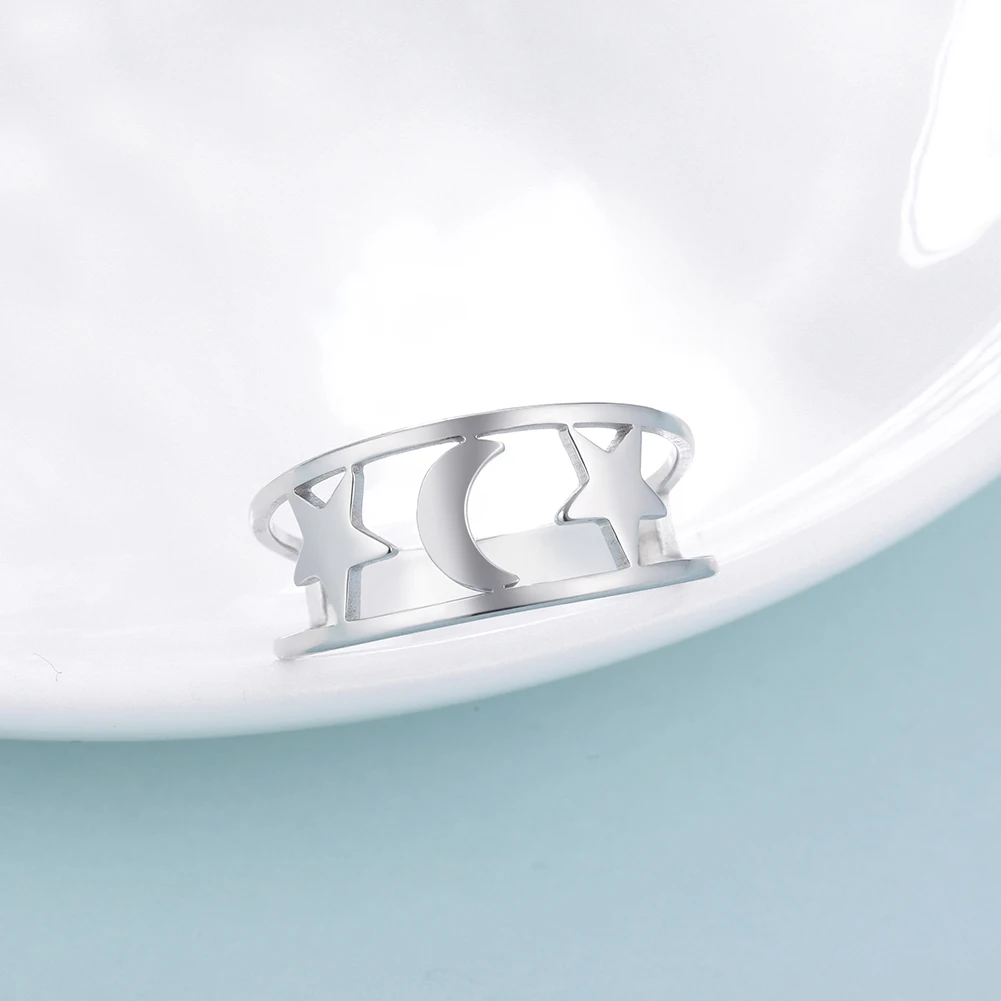 Kkjoy модные простые кольца из нержавеющей стали золотого цвета с полыми звездами и