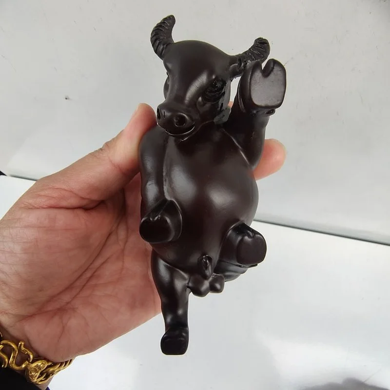 

Резьба по дереву, корова, ручная работа, черное дерево, красное дерево, украшение для гостиной, офиса, бизнеса, маленькое животное, деревянно...