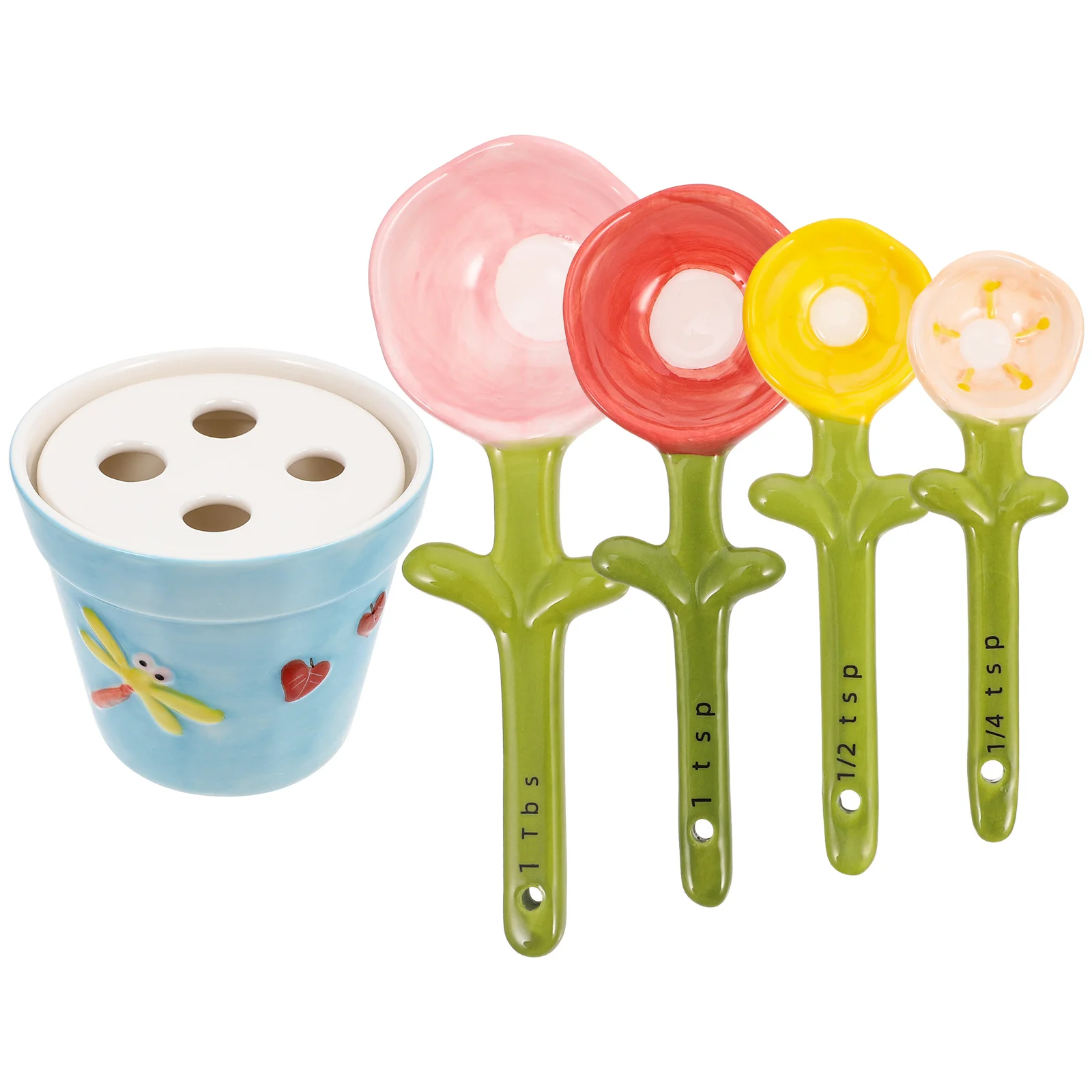 

Petal Measuring Spoon Cute Cup Kitchen Scoop Baking Tool Pansies Graduated Ceramics Spoons Child