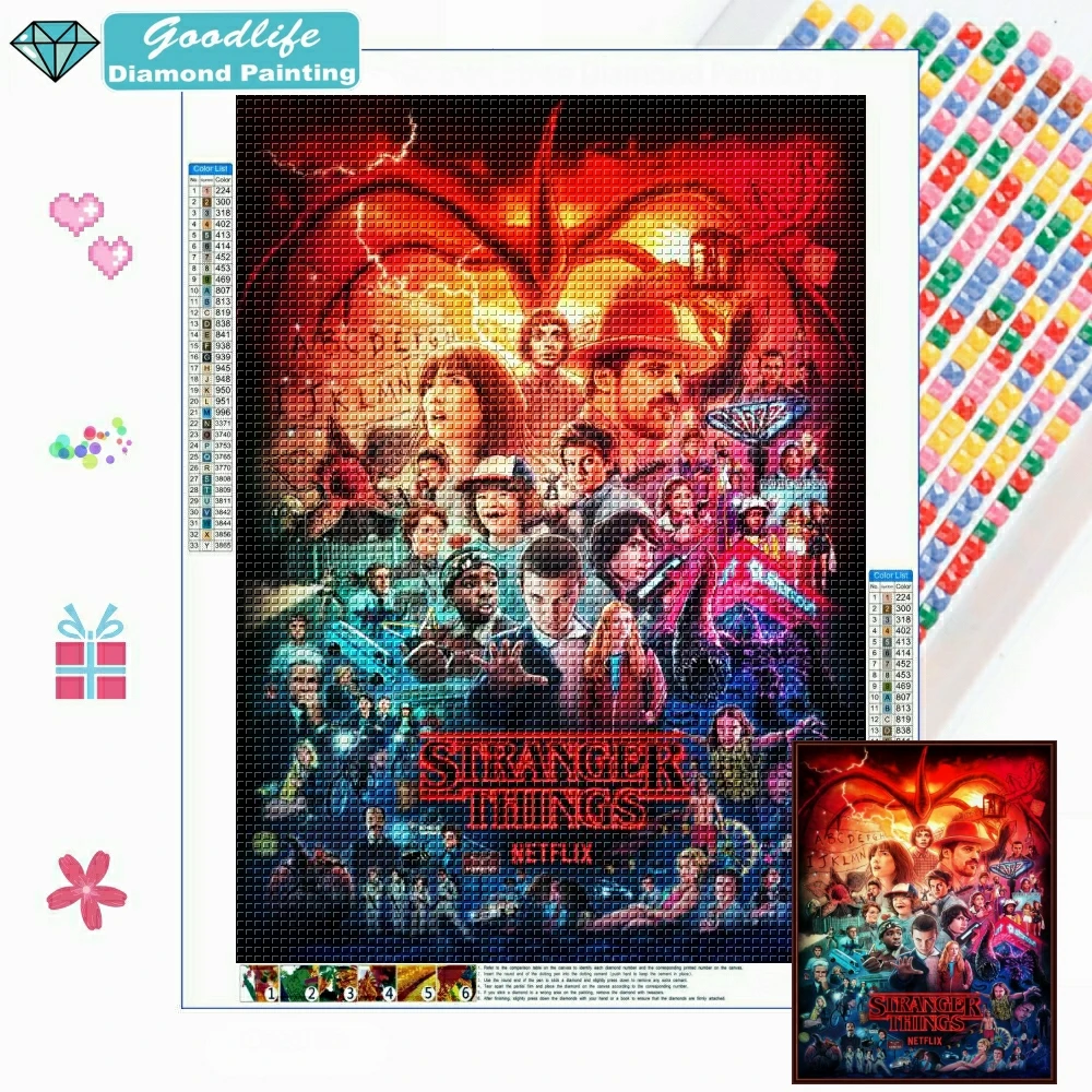 Classic Movie Stranger Things Diamond Art Painting Full Drill Square/Round Cross Stitch Kits Mosaic Embroidery 5D DIY Home Decor