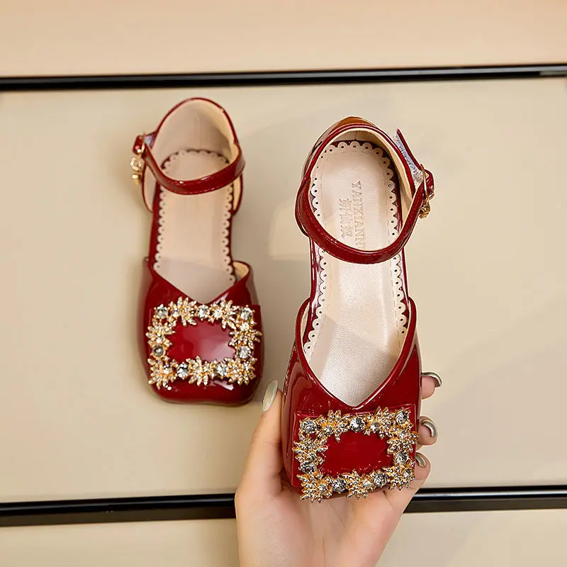

Shoes for Girls kids Princess Shoes 2022 Summer New Girls Rhinestone Single Shoes Children Bag Heel Sandals Fashion Sandal