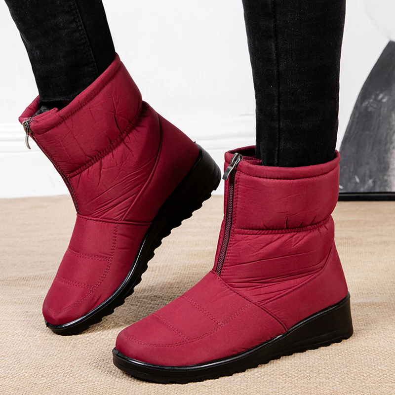 

Rimocy Women Waterproof Snow Boots 2022 New Lightweight Non-slip Wedges Ankle Boots Woman Comfy Warm Plush Winter Botas de Mujer