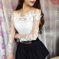 summer fashion lace blouse sexy slash neck off shoulder shirts ladies office korean tops long sleeve autumn clothes women 2022