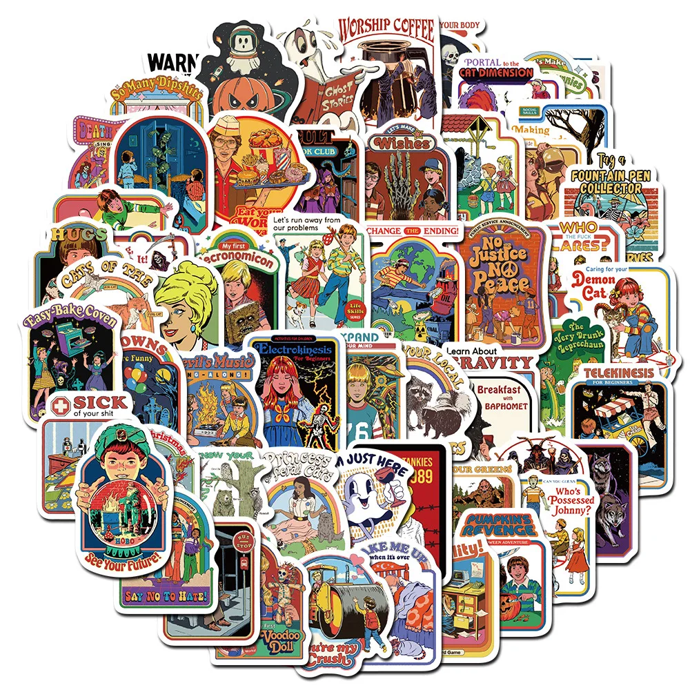 

10/30/60Pcs American Retro Graffiti Stickers Funny Vintage Decals Motorcycle Laptop Skateboard Phone Cartoon Sticker Classic Toy
