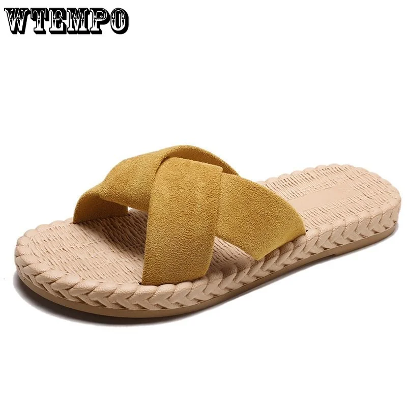 WTEMPO Women's Cross Home Indoor Ladies Beach Slippers Waterproof Non-slip Spring and Summer Slippers Wholesale Dropshipping