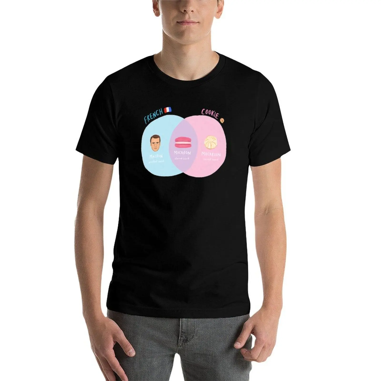 Фото Забавная футболка с изображением Emmanuel Macaron Macaroon Cookie Venn Diagram, мужская футболка с рисунком, футболка №5