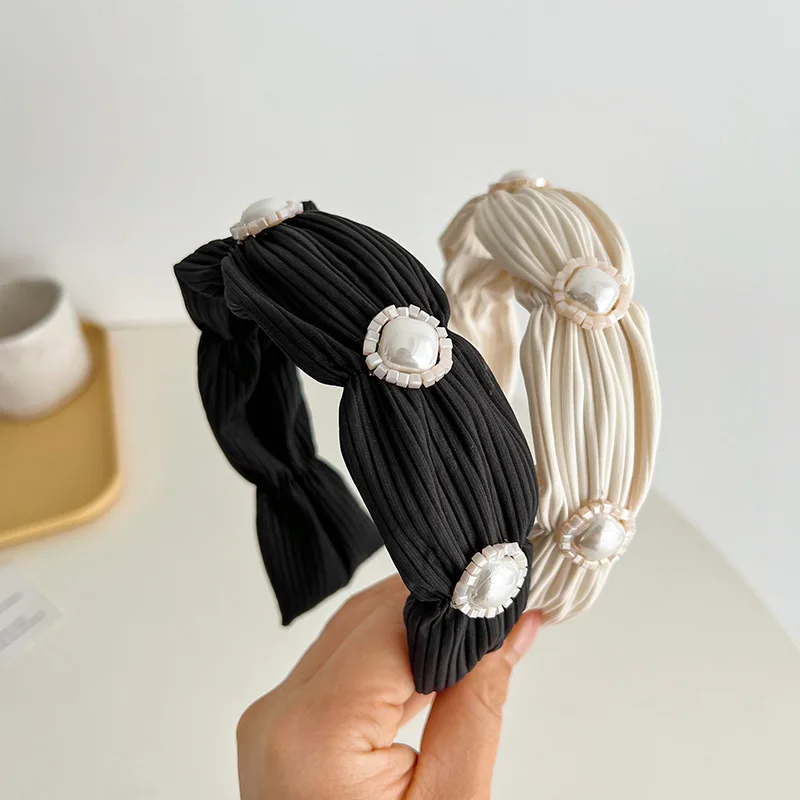 

Fold Pearl Hairbands For Women Headbands Hair Accessories Colorful Hair Band Head Wrap Head Band