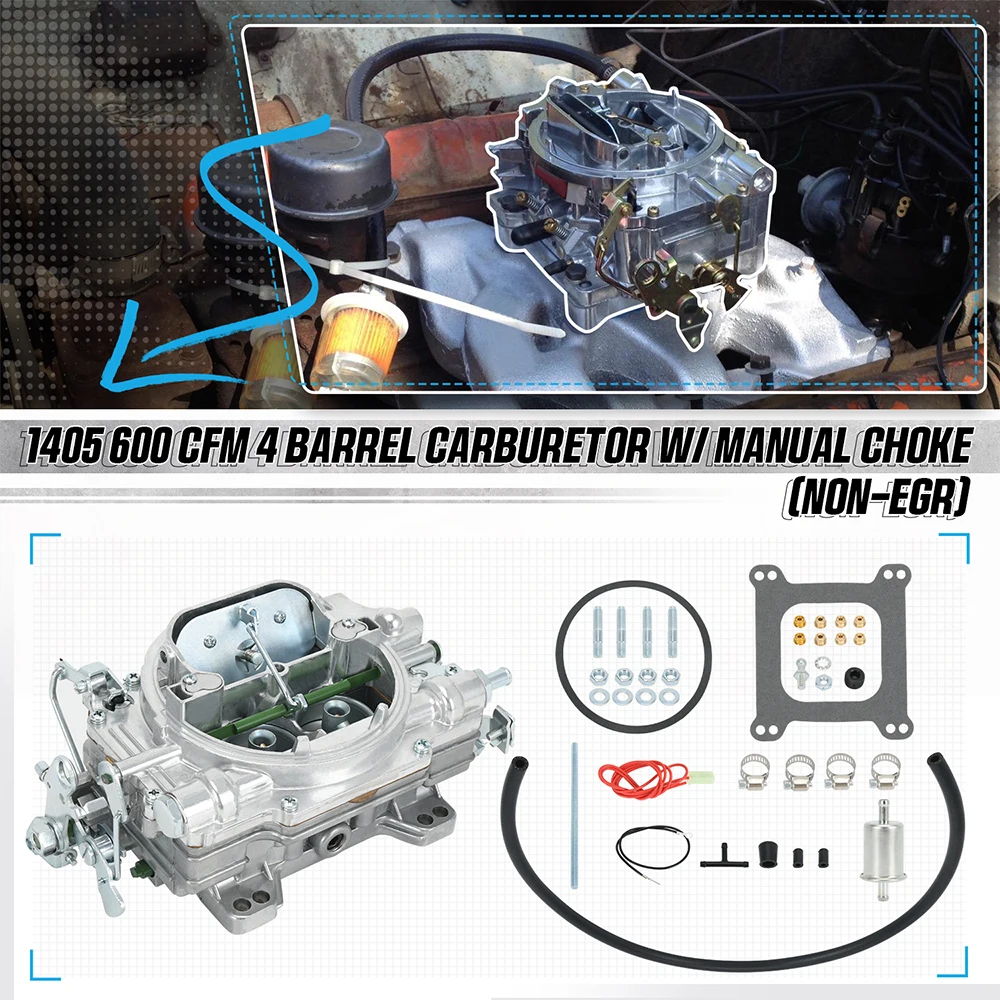 Замените карбюратор с квадратным отверстием Edelbrock 1405 Performer 600 CFM 4 ствола ручным
