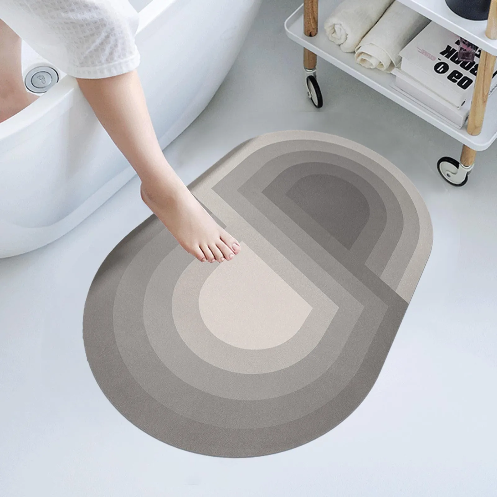 

Super Absorbent Bath Carpet Quick Dry Bathroom Mat Skid-Resistant Bathing Room Rug Carpet For Floor Door 15.7*2.3inch Oval