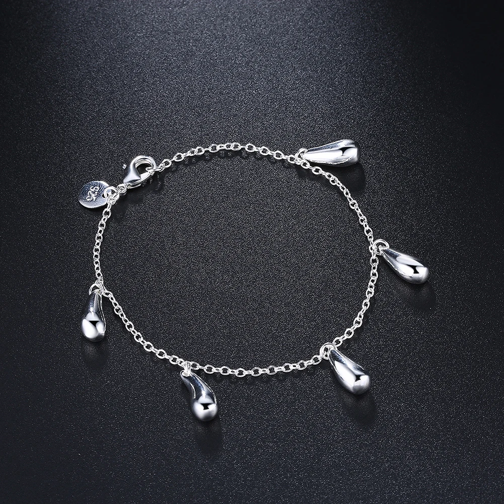 

Special offer Fashion 925 Stamp Silver color Bracelet for woman water drop chain Luxury jewelry Wedding party beautiful gifts