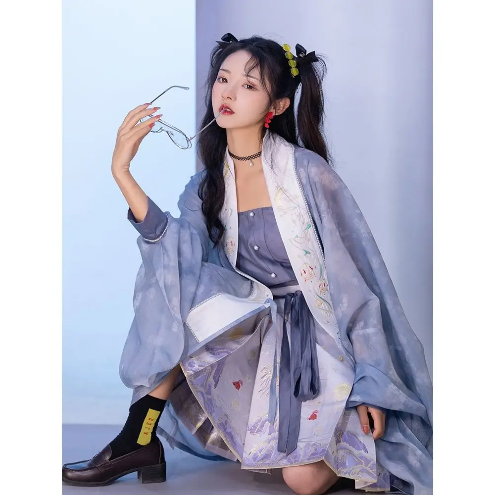 Костюм с юбкой Hanfu MaMianQun династией мин улучшенная юбка конским лицом женская