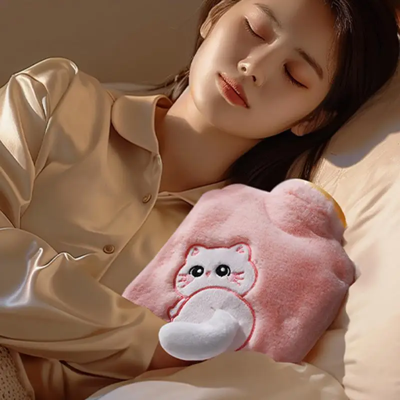 Мультяшная плюшевая собака кошка грелка наполнитель воды бархатная маленькая