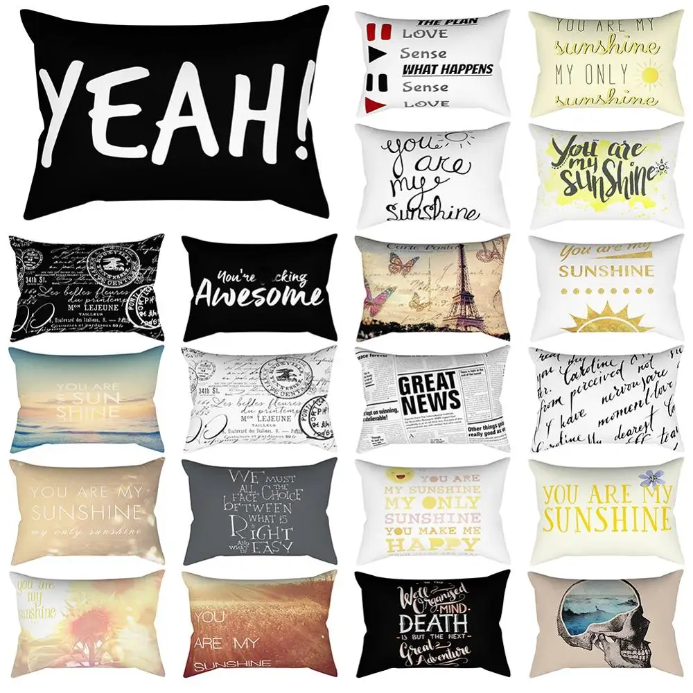 

Geometric Letter Pattern Bedroom Decorative Pillowcase Rectangular Polyester Pillowcase Living Room Sofa Cushion Cover 30x50cm