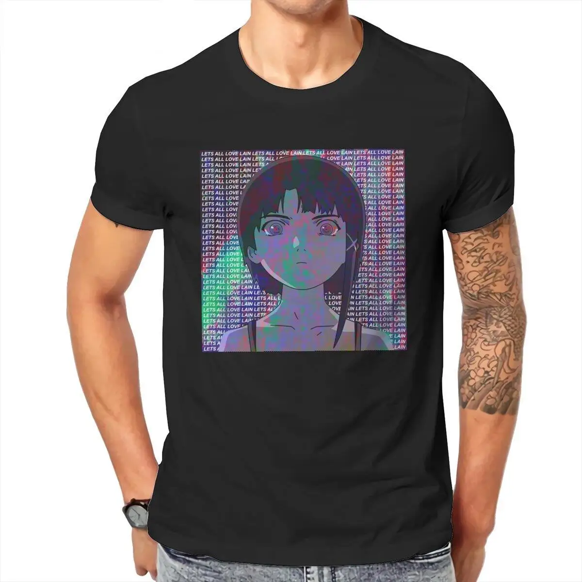Men's T-Shirts Serial Experiments Lain Aesthetic  Fun 100% Cotton Tees Japanese Anime T Shirt Clothes Birthday Present