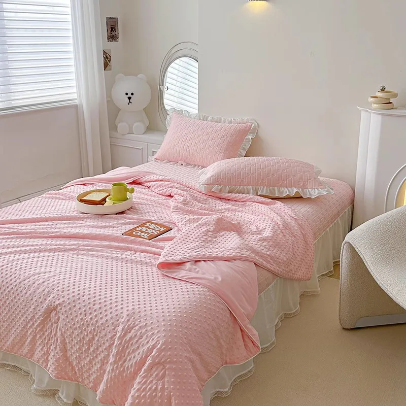 

Quilting Summer Quilt Comforter Bedding Set 4pcs Machine Washable Quilted Bedspread on The Bed Solid Double Bed Cover Blanket