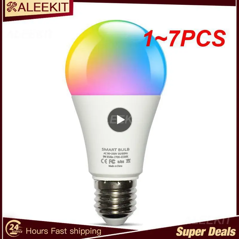 

1~7PCS Tuya Wifi/ Smart Bulb Alexa Led Lamp E27 RGB Smart Light Bulbs 110V 220V Smart Lamps For Google Assisatnt Smart