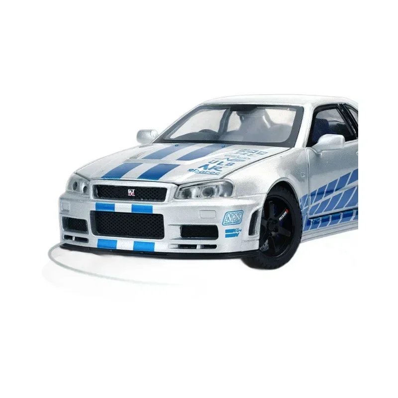 1:32 Nissan Skyline GTR-R34 Модель спортивного автомобиля из сплава Литье под давлением