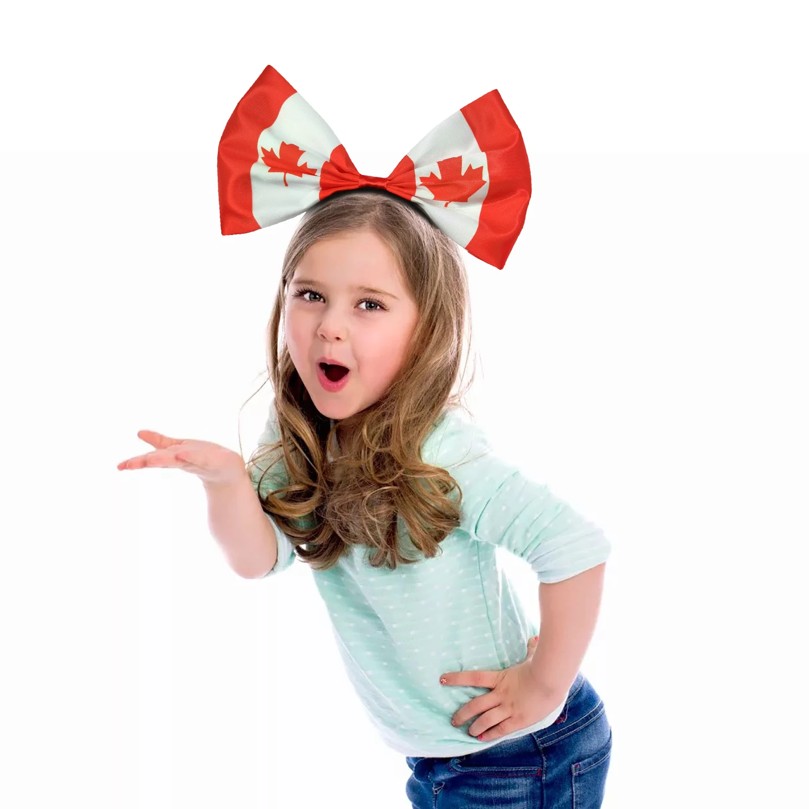 

Повязка на голову с канадским флагом для девочек повязка с бантом головной убор для женщин и девочек патриотические аксессуары для волос ко...