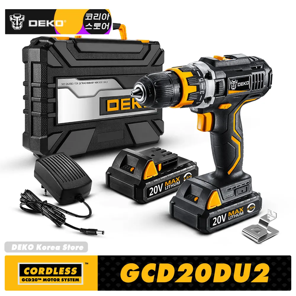 DEKO GCD20DU2 20 в мини беспроводная отвертка электрическая Аккумуляторная дрель перфоратор литий-ионный аккумулятор постоянного тока 2-скоростной электроинструмент