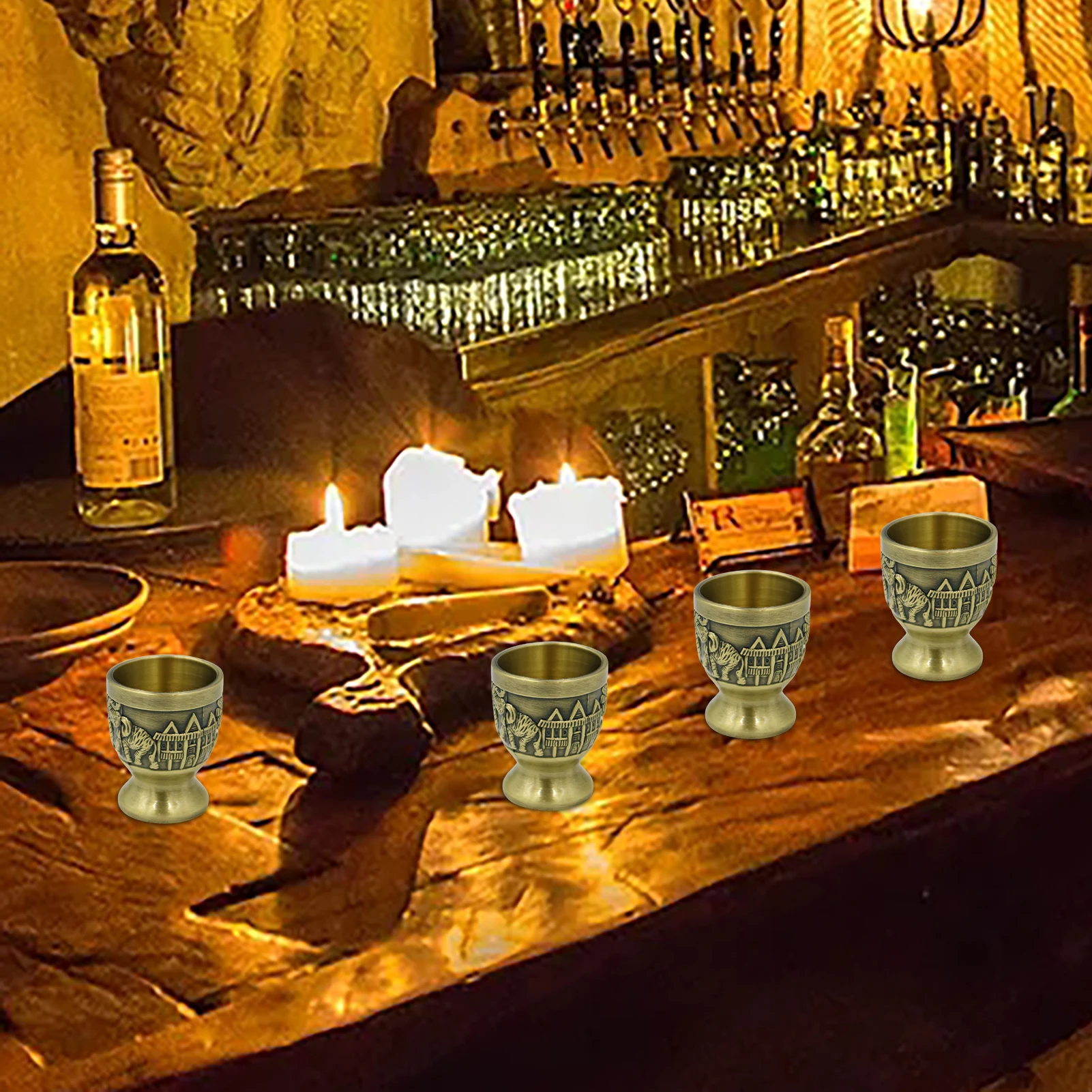 Металлическая чашка с гравировкой бокал со слоном священным узором стеклянная