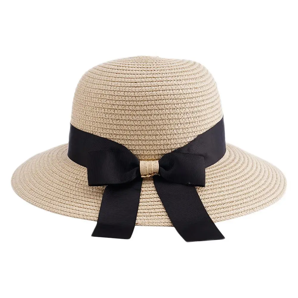 

Simple Foldable Wide Brim Floppy Girls Straw Hat Sun Hat Beach Women Summer Hat UV Protect Travel Cap Lady Straw Cap Female