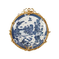 luxury classic european style ormolu mounted wall decor blue and white decorative hanging plate