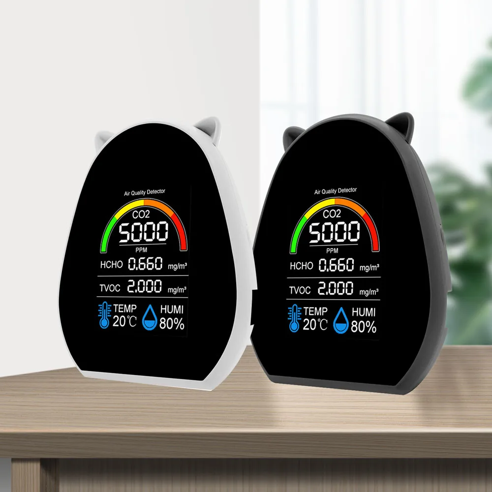 

Household 5in1 Air Quality Detector Multifunctional CO2 Tester with CO2 PPM HCHO TVOC Temperature Humidity Detector Gas Analyzer
