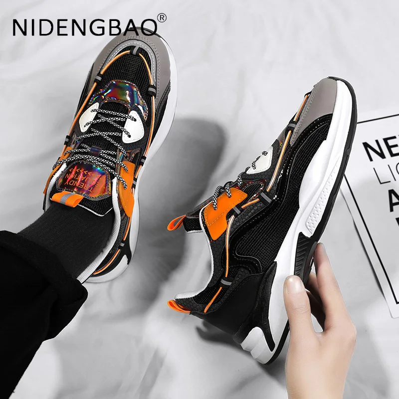 2022 Men's Sneakers Mesh Breathable Anti Skid Outdoor Walking Jogging Running Sports Shoes Comfortable Male Casual Chunky Shoes