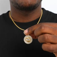 gold evil eyes pendant necklace with tennis chain mens iced out charm jewelry silver color chain hip hop jewelry