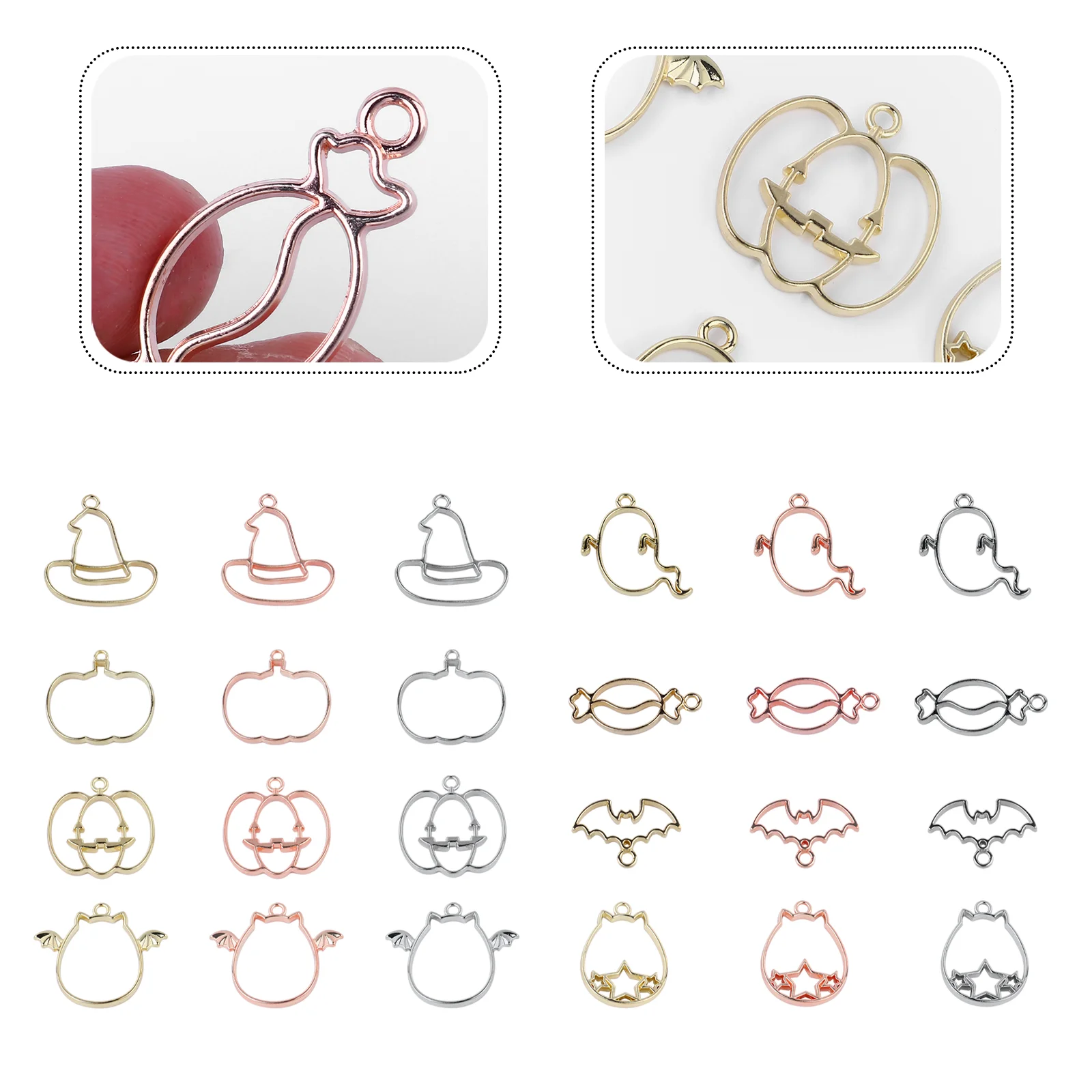 

24 Christmas Pendant Charms for Jewelry Making 3 Color 8 Style Charms Supplies Craft Accessories Bracelet Necklace Pendant
