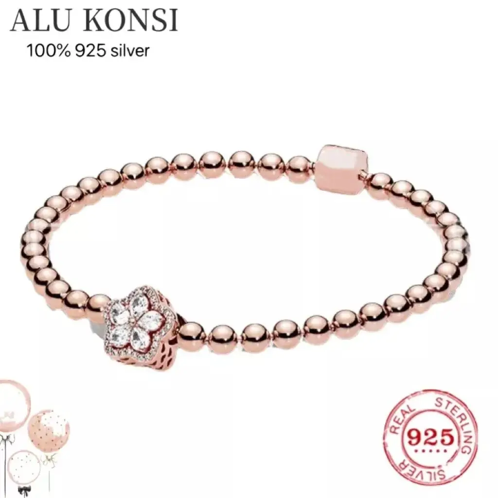 

100%925 Sterling silver European Fashion Charm Beaded Bracelet DIY Bangle For Women Couples Lover Original Gift Jewelry