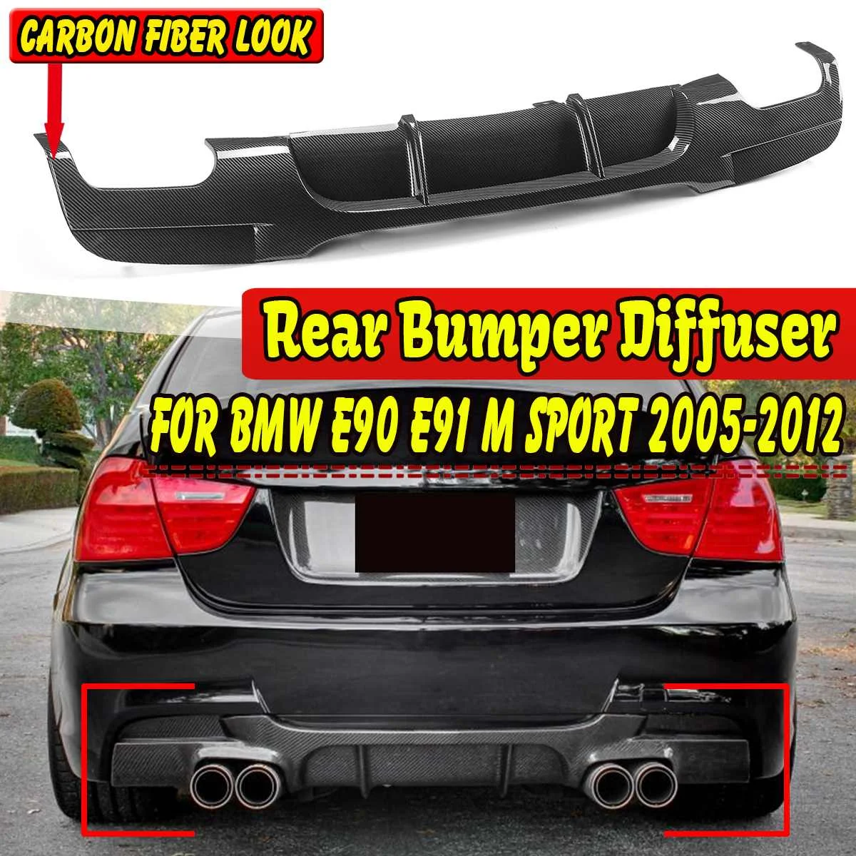 Car Front Bumper Lip Spoiler Splitter Surround Molding Trim Body Kit For BMW E90 E91 M Sport 2005-2012 Front Bumper Diffuser