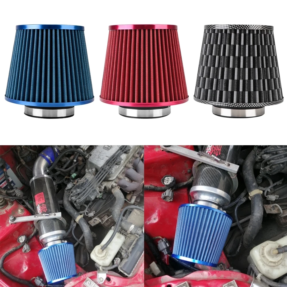 

76MM Car Air Filter High Flow Intake FilterIntake Filter Sport Power Mesh Cone Cold Air Induction Kit Universal Car Parts
